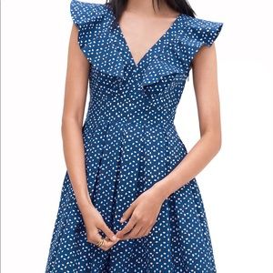 Geo Dot Poplin Ruffle Dress